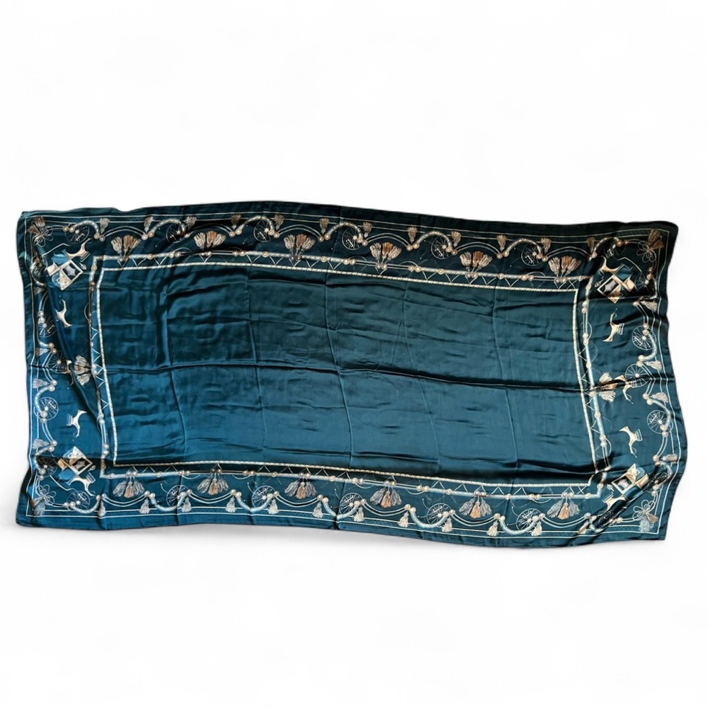 Teal Carriage Print Scarf